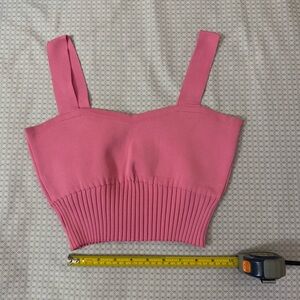 Pink Ribbed Knit Crop Top - M